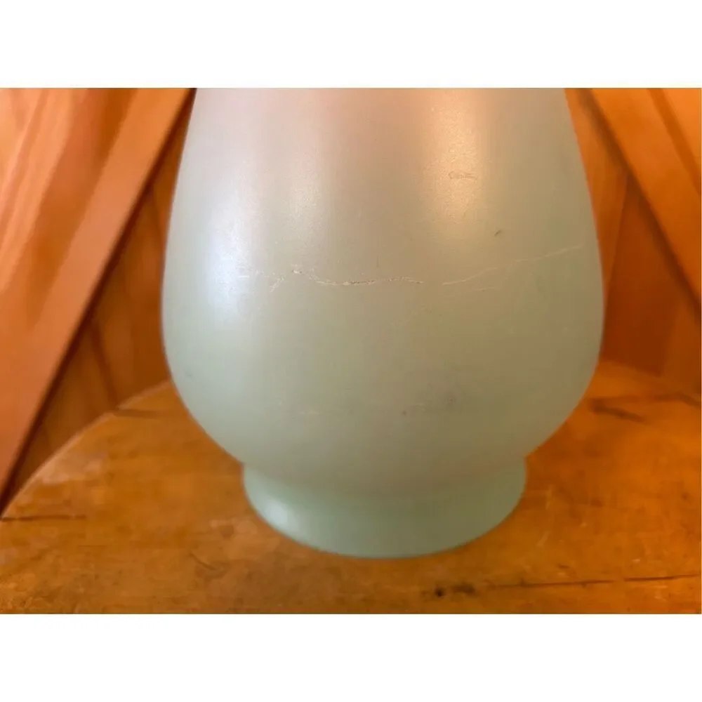 Vtg Blendo Sea Green Frosted Art Glass Pitcher Gold Rim Large MCM Retro Lemonade